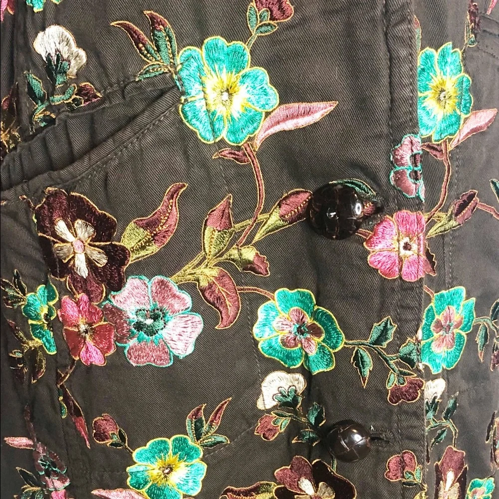 Last Chance Johnny Was Floral Embroidered Trench Coat XS Brown - Picture 8 of 13